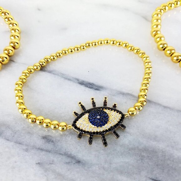 Goddess EYE Awakening‎ GOLD Bead Bracelet Set - Picture 2 of 7